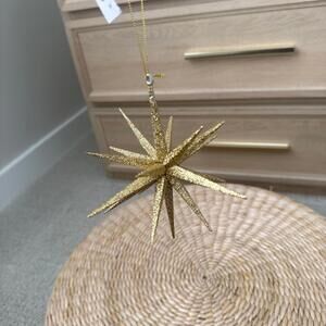 Gold Glitter Starburst Ornament – 5” Glam Holiday Hanging Décor